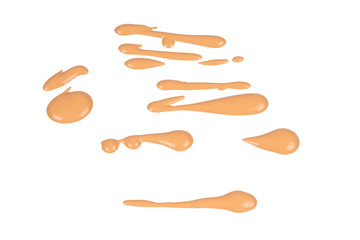 Liquid foundation swatch isolated on white background. Close Up of makeup cream sample.