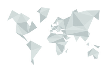 Abstract world map consisting of grey triangles with white background