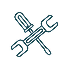 Isolated screwdriver with wrench line style icon vector design