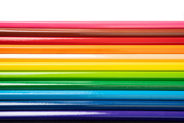 Beautiful blunt colour pencils are arranged together ready to use, it's on the white background.