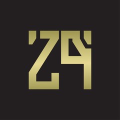 ZP Logo with squere shape design template with gold colors
