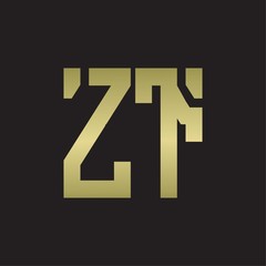 ZT Logo with squere shape design template with gold colors