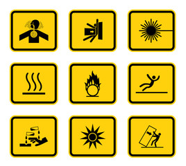 Warning Hazard Symbols labels Sign Isolated on White Background,Vector Illustration