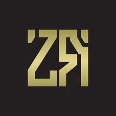 ZR Logo with squere shape design template with gold colors