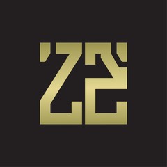 ZZ Logo with squere shape design template with gold colors