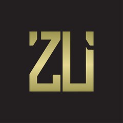 ZU Logo with squere shape design template with gold colors