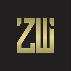 ZW Logo with squere shape design template with gold colors