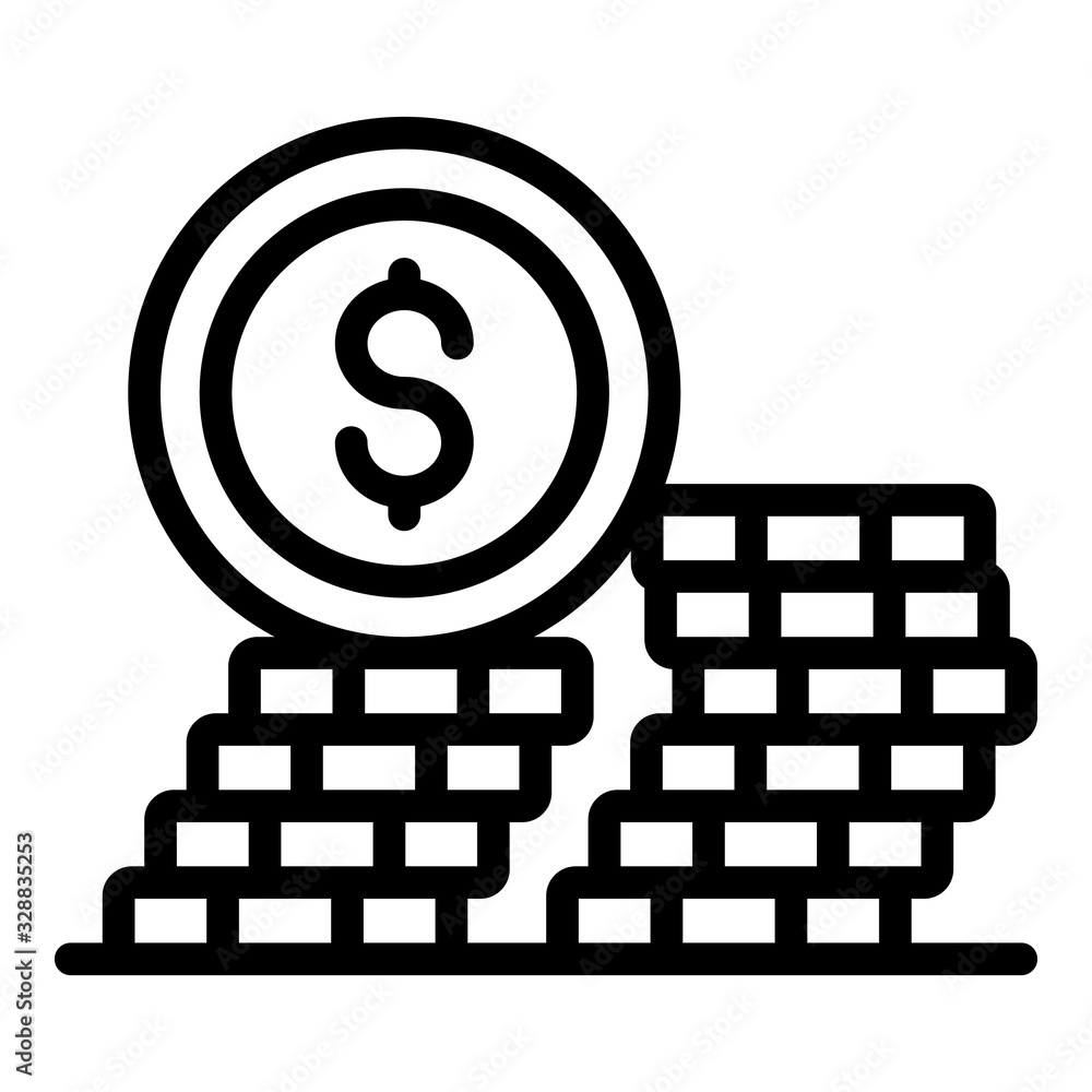 Poster coins stack icon. outline coins stack vector icon for web design isolated on white background