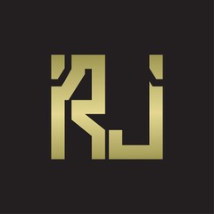 RJ Logo with squere shape design template with gold colors
