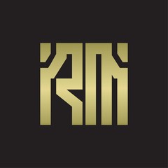 RM Logo with squere shape design template with gold colors