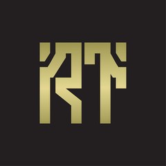 RT Logo with squere shape design template with gold colors
