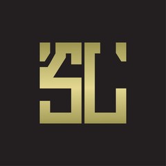 SL Logo with squere shape design template with gold colors