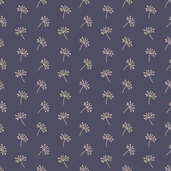 abstract floral pattern with hand-drawn herb leaves and flowers