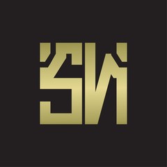 SN Logo with squere shape design template with gold colors