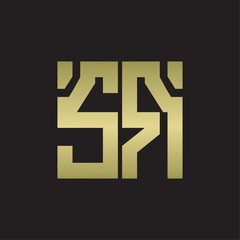 SR Logo with squere shape design template with gold colors