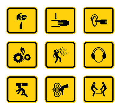Warning Hazard Symbols labels Sign Isolated on White Background,Vector Illustration