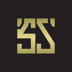 SS Logo with squere shape design template with gold colors