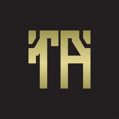 TA Logo with squere shape design template with gold colors