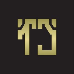 TC Logo with squere shape design template with gold colors