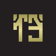 TE Logo with squere shape design template with gold colors