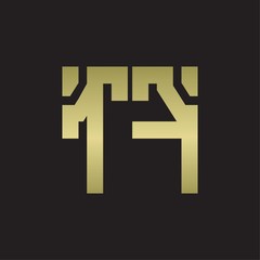 TF Logo with squere shape design template with gold colors