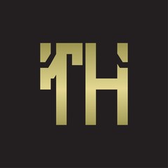 TH Logo with squere shape design template with gold colors