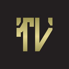 TV Logo with squere shape design template with gold colors