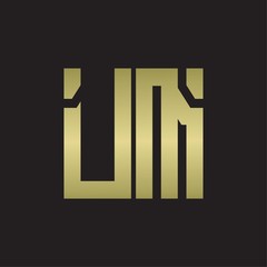UM Logo with squere shape design template with gold colors