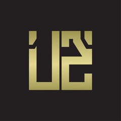 UZ Logo with squere shape design template with gold colors