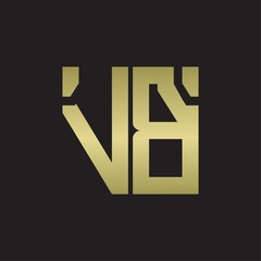 VB Logo with squere shape design template with gold colors