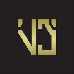 VC Logo with squere shape design template with gold colors