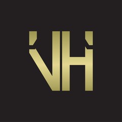 VH Logo with squere shape design template with gold colors