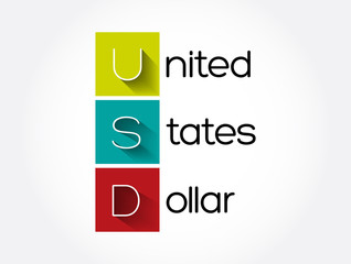 USD - United States Dollar acronym, business concept background