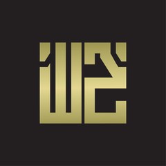 WZ Logo with squere shape design template with gold colors