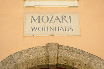 Birthplace of famous musician Wolfgang Amadeus Mozart in Salzburg, Austria