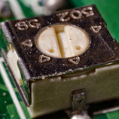 Control potentiometer on PCB for flat screwdriver.