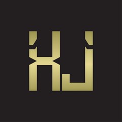 XJ Logo with squere shape design template with gold colors