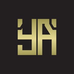 YA Logo with squere shape design template with gold colors