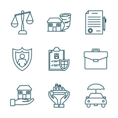 Insurance line style icon set vector design