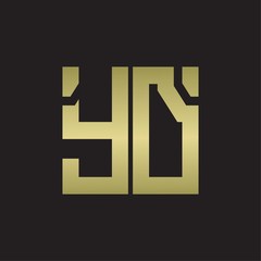 YD Logo with squere shape design template with gold colors