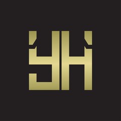 YH Logo with squere shape design template with gold colors