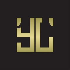 YL Logo with squere shape design template with gold colors