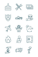 Insurance line style icon set vector design