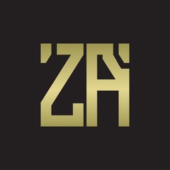 ZA Logo with squere shape design template with gold colors