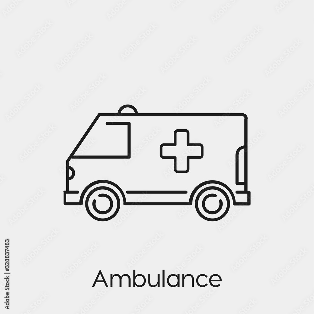 Poster ambulance icon vector. linear style sign for mobile concept and web design. ambulance symbol illustr