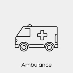 ambulance icon vector. Linear style sign for mobile concept and web design. ambulance symbol illustration. Pixel vector graphics - Vector.