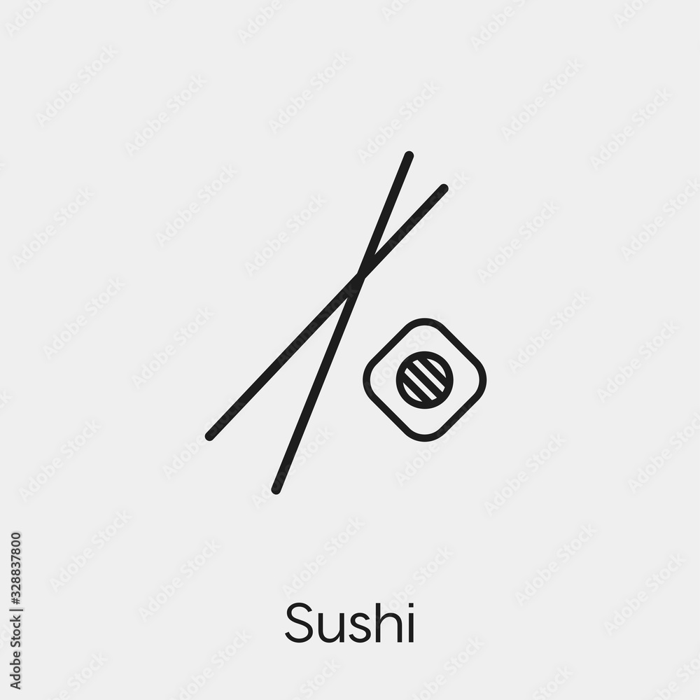 Poster sushi icon vector. linear style sign for mobile concept and web design. maki symbol illustration. pi