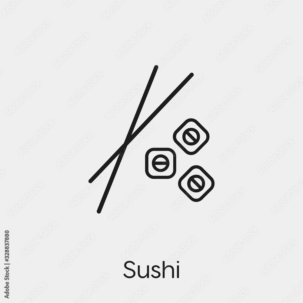 Poster sushi icon vector. linear style sign for mobile concept and web design. maki symbol illustration. pi