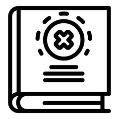 Fake info book icon. Outline fake info book vector icon for web design isolated on white background