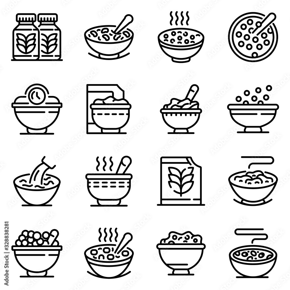 Aufkleber cereal flakes icons set. outline set of cereal flakes vector icons for web design isolated on white 